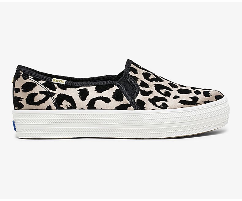Keds Women's X Kate Spade New York Triple Decker Flocked Leopard Leopard Slip On Shoes - RU4215078